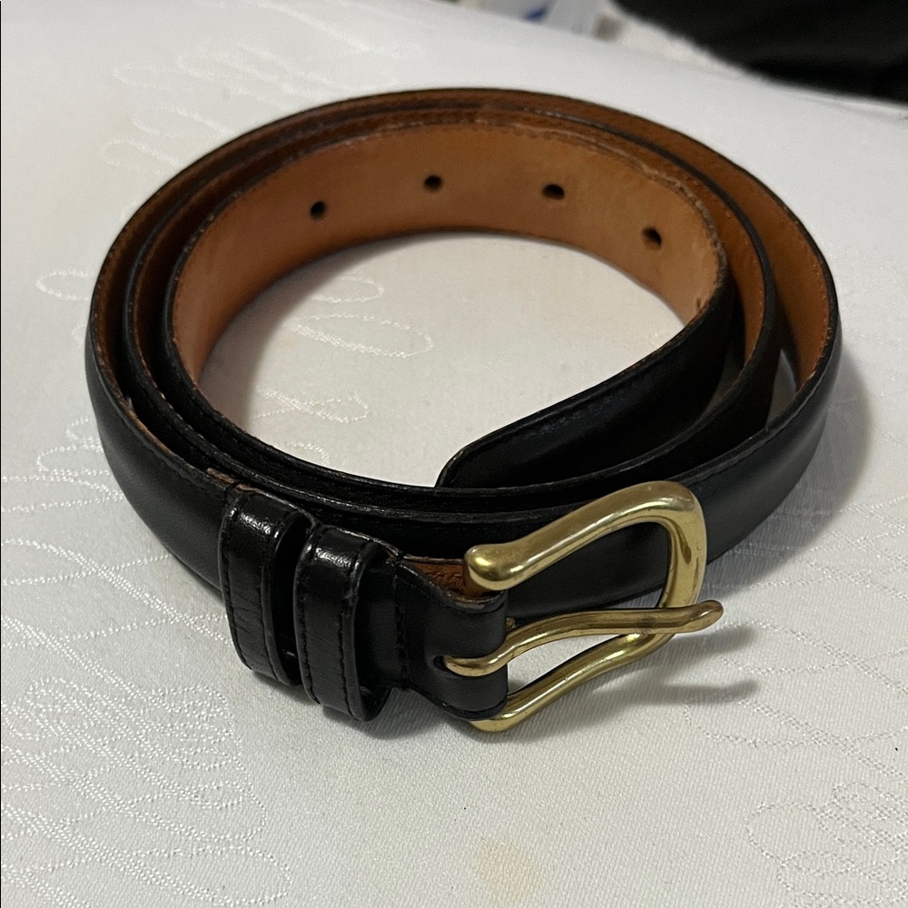 Coach Black Leather Belt with Gold-Tone Buckle